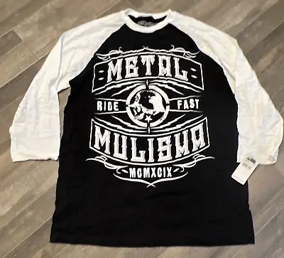 Metal Mulisha Men's Size L Signal Raglan T Shirt Biker Skull Black NWT • $17.95