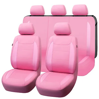 Universal Car Seat Covers Set Fit Tracks Auto Cup Holders Pink Car Accessories • $62.99