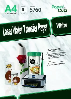 Water Slide Decal Paper A4 LASER Waterslide Transfer Paper White - 5 Sheets • £9.96