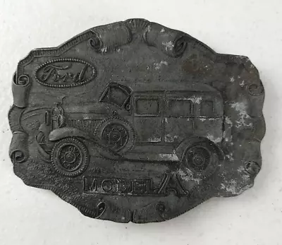 Vintage Ford Model A Car Gray Metal 3  Inche Belt Buckle • $8.99