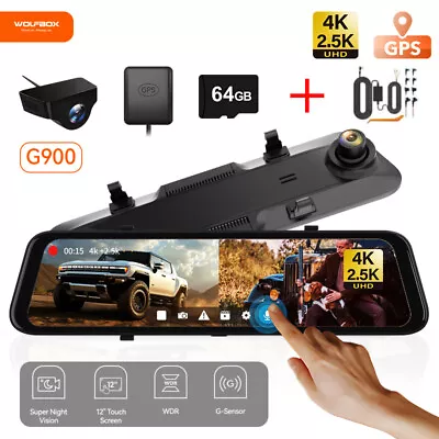 WOLFBOX Mirror Dash Camera 4K Dash Cam With Hardwire Kit & Free 64G SD Card • $219.99