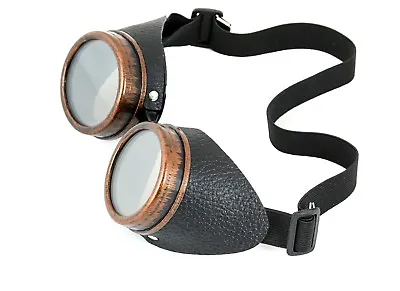 Leather Steampunk Antique Copper Motorcycle Flying Goggles Vintage Pilot Biker  • $18.99