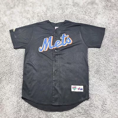 Vintage Majestic New York Mets Jersey Mens Large Baseball MLB USA Blank Black • $28.87