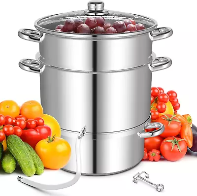 11-Quart Stainless Steel Fruit Juicer Steamer Stove Top W/ Tempered Glass Lid • $182.50