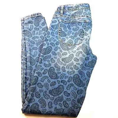 Michael Kors Womens Jeans Size 6 Paisley Print Denim Tapered Medium Blue Wash • $3.84