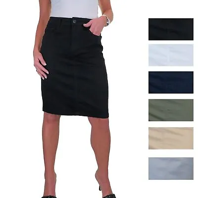 Womens Summer Chino Skirt 21  Knee Length Casual Pencil Skirt (Factory Damage) • £5.49