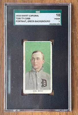 🔥ty Cobb 1909-11 T206 🔥green Portrait Sweet Caporal • $3400