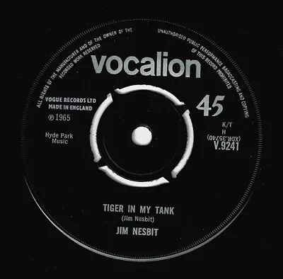 £14.99 • Buy JIM NESBITT Tiger In My Tank Vinyl Record Single 7 Inch Vocalion 1965 & Country