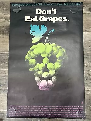 Original Don't Eat Grapes Skull Milton Glaser Poster May 1969 Grape Boycott • $259.99