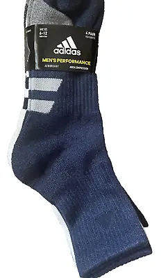 Adidas Performance High Quarter Men's Socks Size 6-12 - Multicolor (4 Pairs) • $19.95