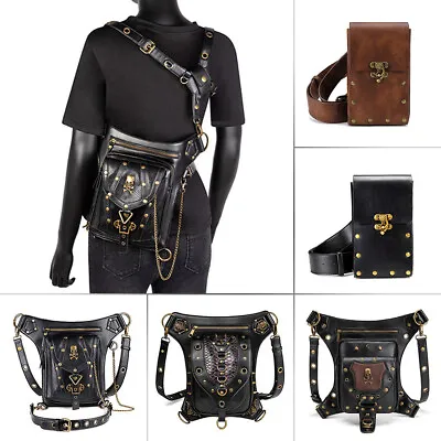 Vintage Steampunk Waist Bags Motorcycle Leg Gothic Leather Messenger Bag • $24.88