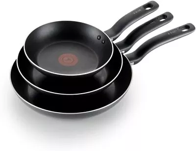 Black T-fal Specialty Nonstick Fry Pans Set 3 Pieces Oven Safe 350F Cookware Pot • $43.94