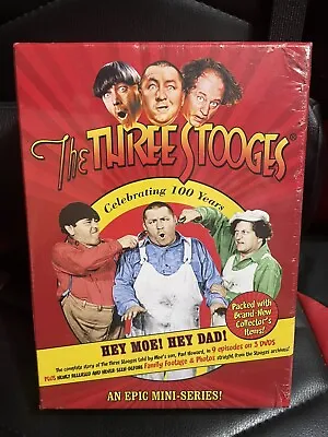 THE THREE STOOGES Hey Moe! Hey Dad! Celebrating 100 Years 3 DVD Box Set SEALED!! • $40