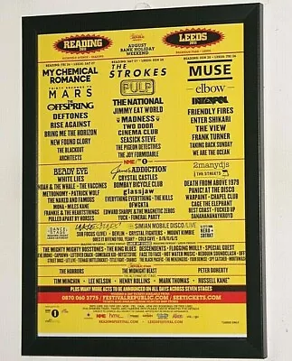 $16.21 • Buy PULP, MUSE, STROKES Framed A4 2011 READING LEEDS Festival Original Promo Poster