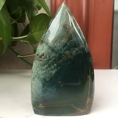 211g Natural Moss Agate Quartz Water Drop Shape Sculpture Mineral Healing • $0.99