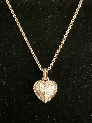 NEW W/ BOX! Judith Ripka Sterling Silver Heart Pendant W/ 18” Pink Necklace • $95