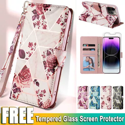 $11.99 • Buy For IPhone 15 14 SE 13 12 Pro Max 7 8 Plus Wallet Case Marble Leather Flip Cover