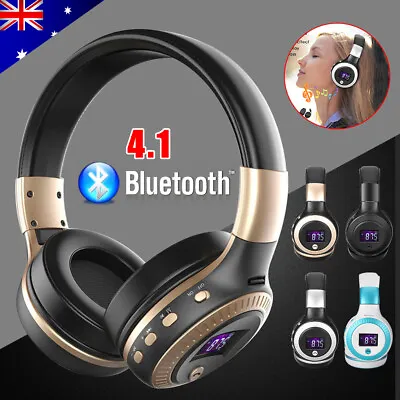 $28.35 • Buy Bluetooth Headphones Wireless FM Radio Mic Headset Noise Cancelling Over-Ear