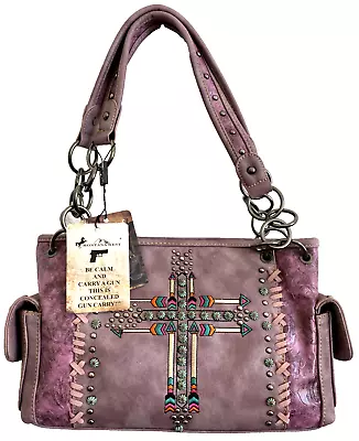 Concealed Carry CCW Gun Handbag Montana West  Embroidered Cross Women  Purple • $59.99