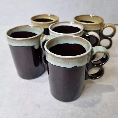 Vintage Drip Glaze Mugs X 5 Retro Coffee Mug Cup 70s Retro Rare Pottery Japan • $49