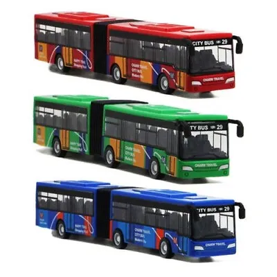 Friction Powered Pull Back And Go Bendy Bus Model Diecast 1:64 Red/Blue/Green • £11.99