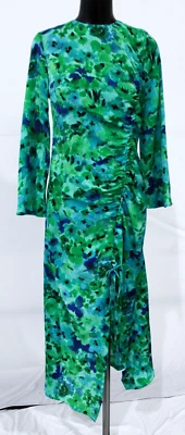 $34.99 • Buy Zara Women's Midi Long Sleeve Floral Print Dress AH4 Blue/Green Medium NWT