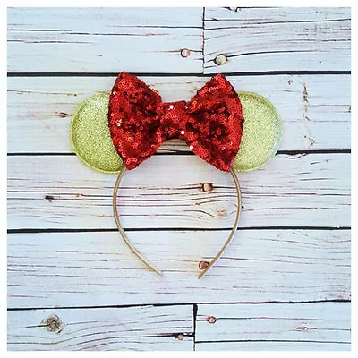 Red And Gold Minnie Mouse Ear Headband Minnie Mouse Inspiredfirst Birthdaypa • $8.50