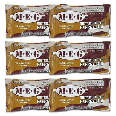 MEG - Military Energy Gum | 100mg Caffeine Pc | Cinnamon 6 Pack (30 Count) • $7.65