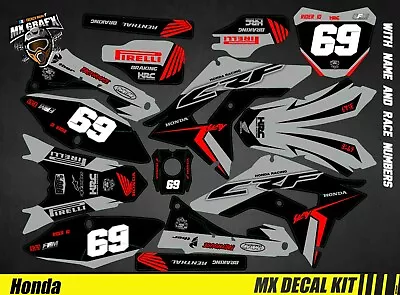 Kit Deco Motorcycle For / MX Decal Kit For Honda Crf - Grey • $132.98