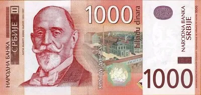 Serbia 1000 Dinara Banknote UNC Ðorđe Vajfert. 2003 Serbian Currency Bill  • $47