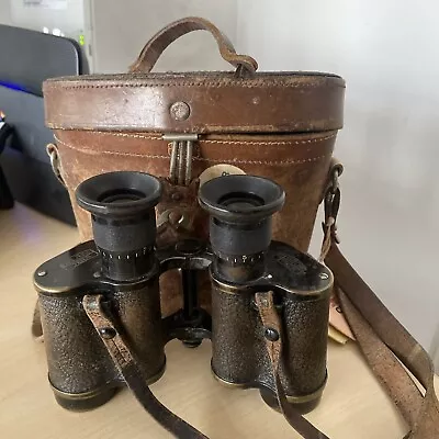Military Carl Zeiss Feldstecher  8 Fach Binoculars & Leather Case • £55