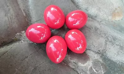 Set Of 5 Red Wooden Eggs Decorate For Easter Pysanky Pysanka Hendmade 23  • $10.50