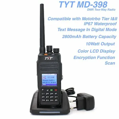 TYT MD-398 DMR Digital IP67 Waterproof Walkie Talkie 10W Handheld Two-Way Radio  • £139.19