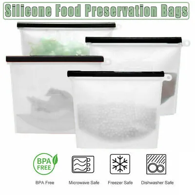 Silicone Food Storage Containers Reusable Bags Zip 'N' Lock Pouch Fresh Sealer • $5.94