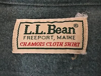 $13 • Buy Vintage LL Bean Chamois Cloth Flannel Shirt Teal Blue Sz 15 1/2 USA, Mark Flaw
