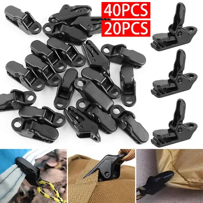 40/20pcs Awning Tarp Clips Set Buckle Tent Clamp Heavy Duty Black Camping Tool • £3.65