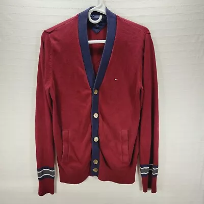 Tommy Hilfiger Men's V Neck Maroon Button Long Sleeve Cardigan Sweater M Medium  • $17.99