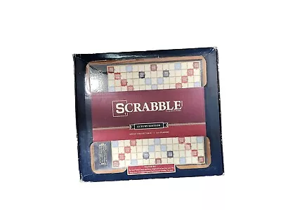Scrabble Trophy Luxury Edition W/ Rotating Wooden Game Board New Sealed Hasbro  • $100