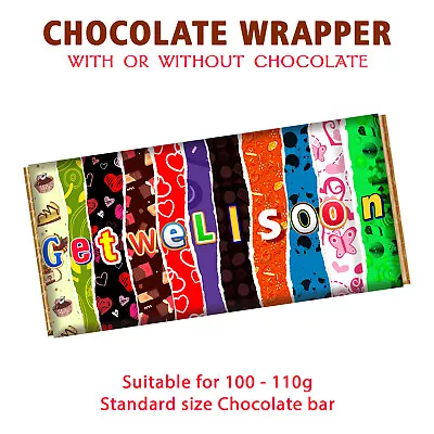 Get Well Soon Chocolate Bar Wrapper Novelty Gift For Husband Wife Mom Dad Uncle • £4.99