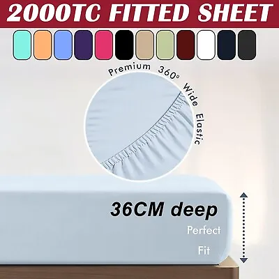 $19.99 • Buy New 2000TC Ultra Soft Bed Fitted Sheet Set Pillowcase Single/Double/Queen/King