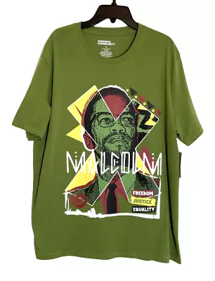 L -  Green Malcolm Freedom Justice Equality Tee T-Shirt  Sonoma NWT • $37.67