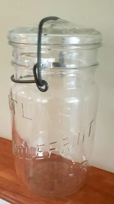 VINTAGE 7  HIGH ATLAS WHOLE FRUIT GLASS MASON CANNING JAR E-Z Seal W/Wire Bail  • $16.25