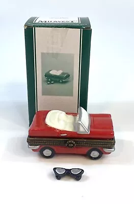 PHB Porcelain Hinged Trinket Box Midwest Of Cannon Falls Red Car With Sunglasses • $65