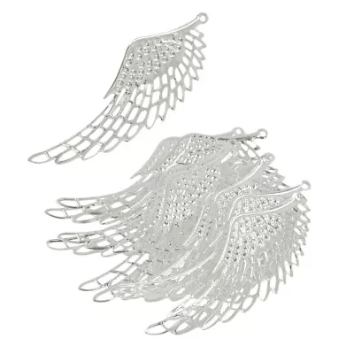 12 Pack Silver Large Angel Wing Charms Beads Pendant For DIY Craft Pendants • £6.29