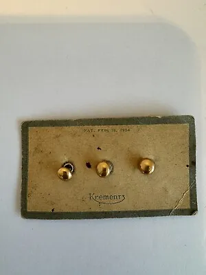 Vintage KREMENTZ 14k Gold Plated Set Of 3 Bodkin Back Stubs Vest Button On Card • $50