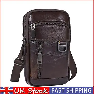 Waist Fanny Pack Men Cowhide Leather Shoulder Crossbody Belt Cell Phone Pouch UK • £7.99