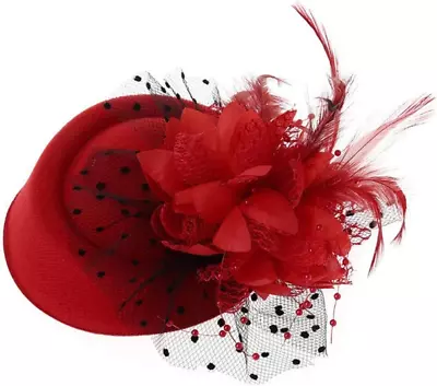 Vintage Fascinators Hats 50S Flower Feather Dress Hat Tea Party Cocktail Veil Pi • $17.52