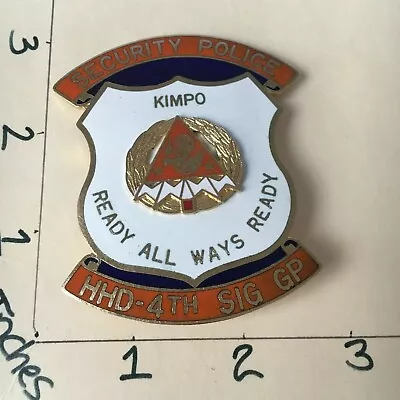 US Army HHD 4th Signal Group Kimpo MP ID Badge Vintage 12/7 • $53.33