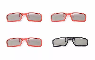 4 Pairs Of Clip On 3D Glasses Red Black Polorised For LG Tv Cinema RealD • £14.99