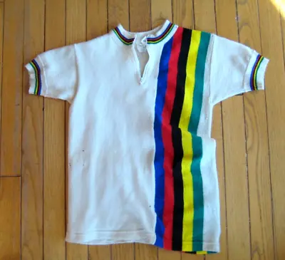 1970s UCI Champion VINTAGE Cycling Jersey Adult 3 Small Wool Made In Italy • $55